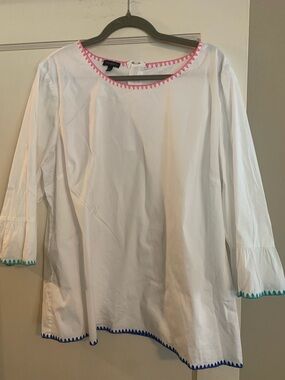 Talbots white cotton blend XL blouse